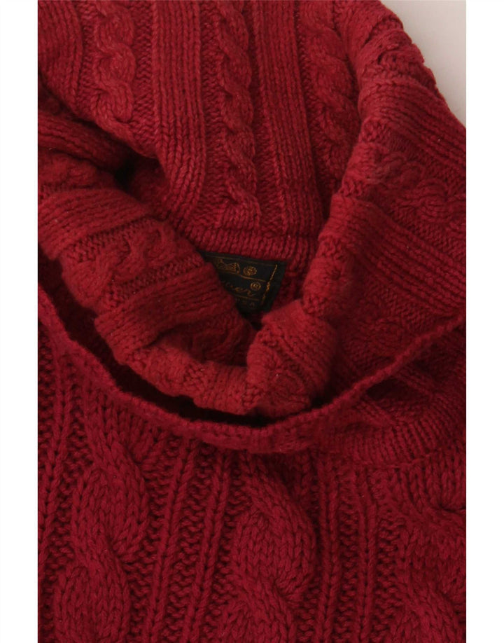 Męski sweter z golfem Eddie Bauer, duży, czerwony, bawełniany
