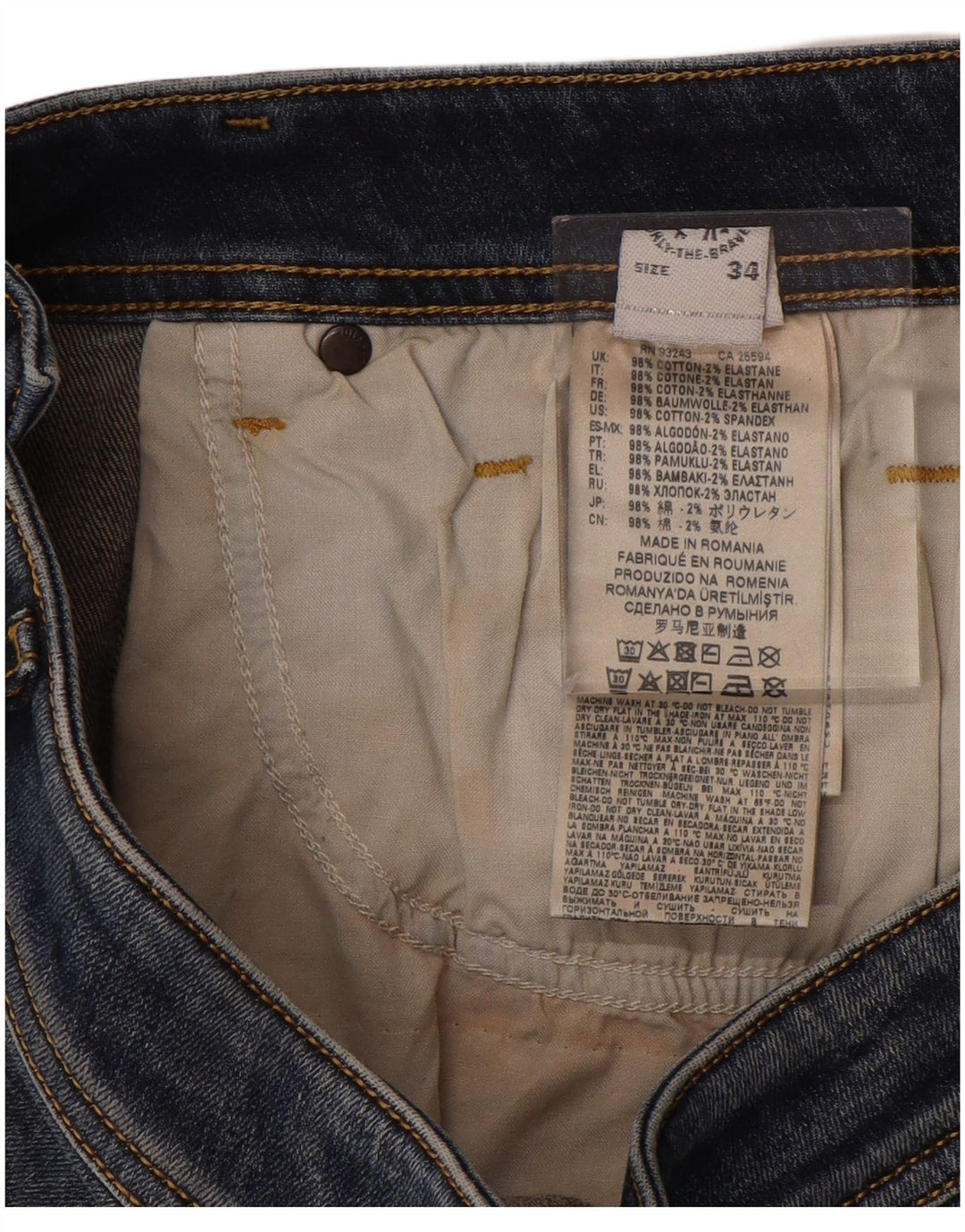 DIESEL Męskie jeansy obcisłe w trudnej sytuacji W34 L35 Niebieskie bawełniane