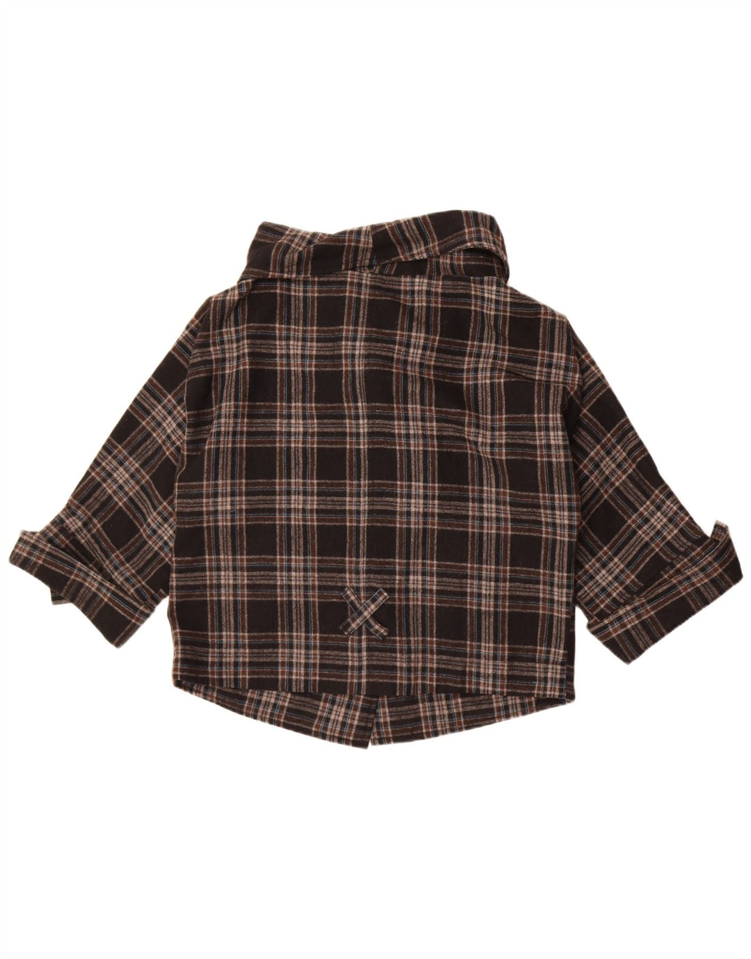 Damska kurtka bomberka w stylu vintage UK 10, mała, brązowa, wełniana krata