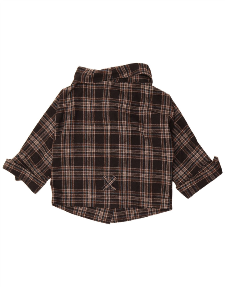 Damska kurtka bomberka w stylu vintage UK 10, mała, brązowa, wełniana krata