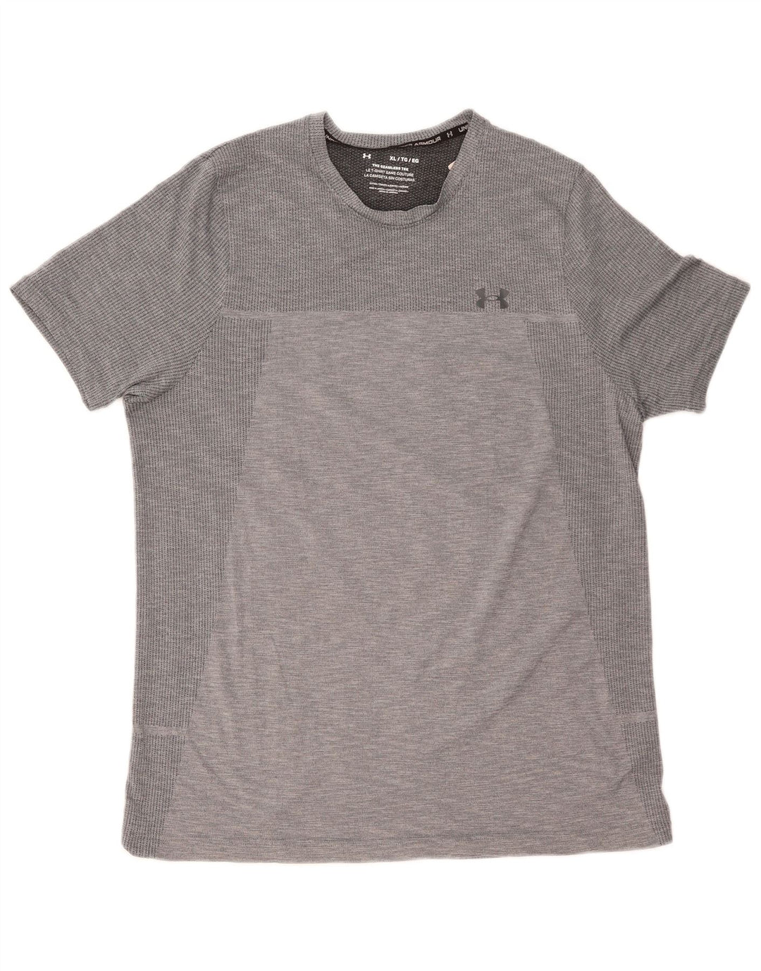 Under Armour Męski T-shirt Top XL Szary, poliester w prążki