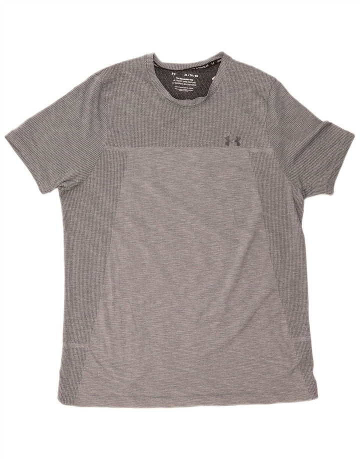 Under Armour Męski T-shirt Top XL Szary, poliester w prążki