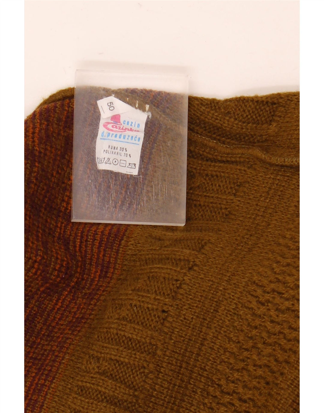 Vintage męski sweter zapinany na guziki, EU 50 Medium Khaki Fair Isle