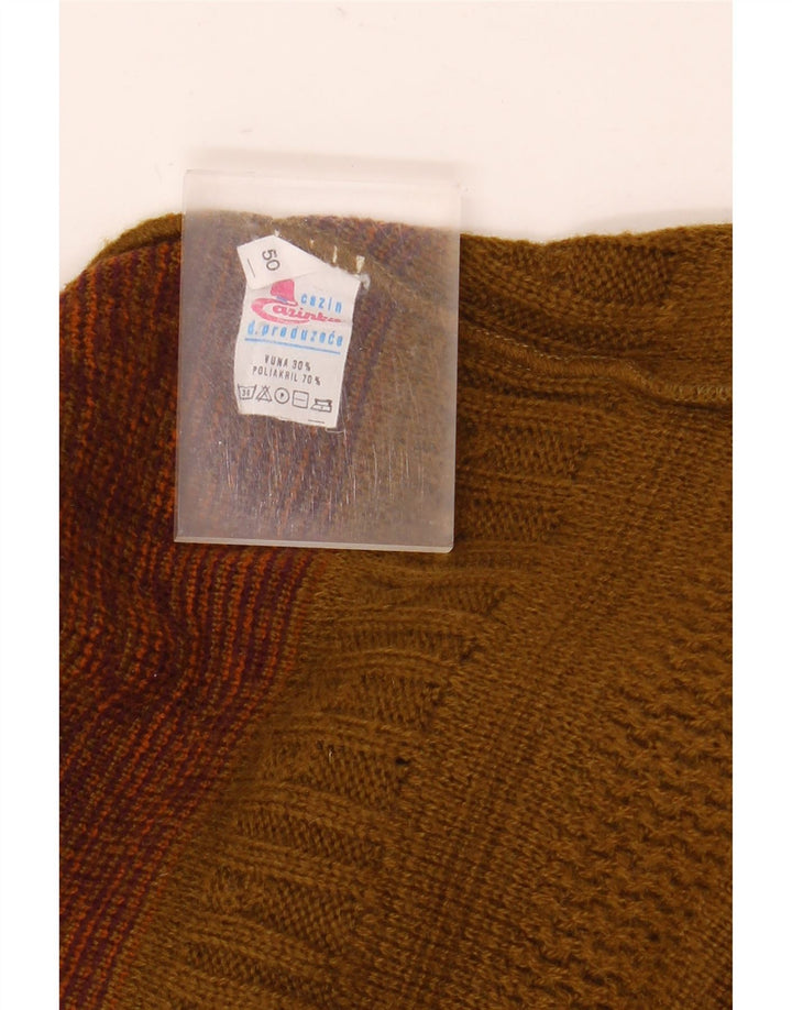 Vintage męski sweter zapinany na guziki, EU 50 Medium Khaki Fair Isle