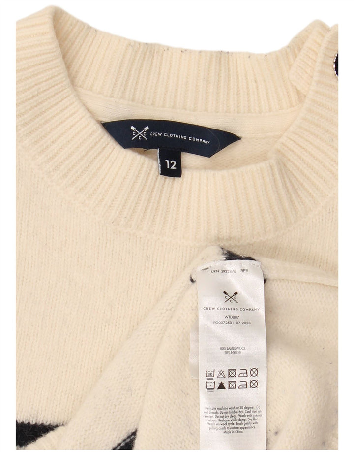 CREW CLOTHING Damski sweter z okrągłym dekoltem UK 12, średni złamanej bieli