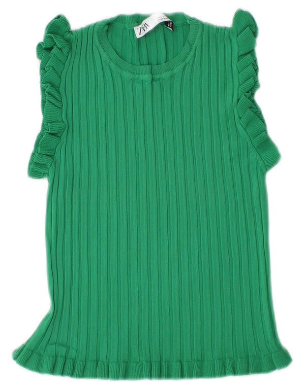 Damski T-shirt Zara Crop Top UK 12 Średni Zielony