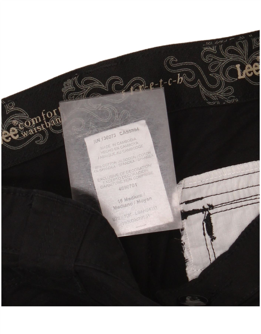 Damskie spodnie cargo Lee ze stretchem i wysokim stanem US 16 XL W36 L32 czarne