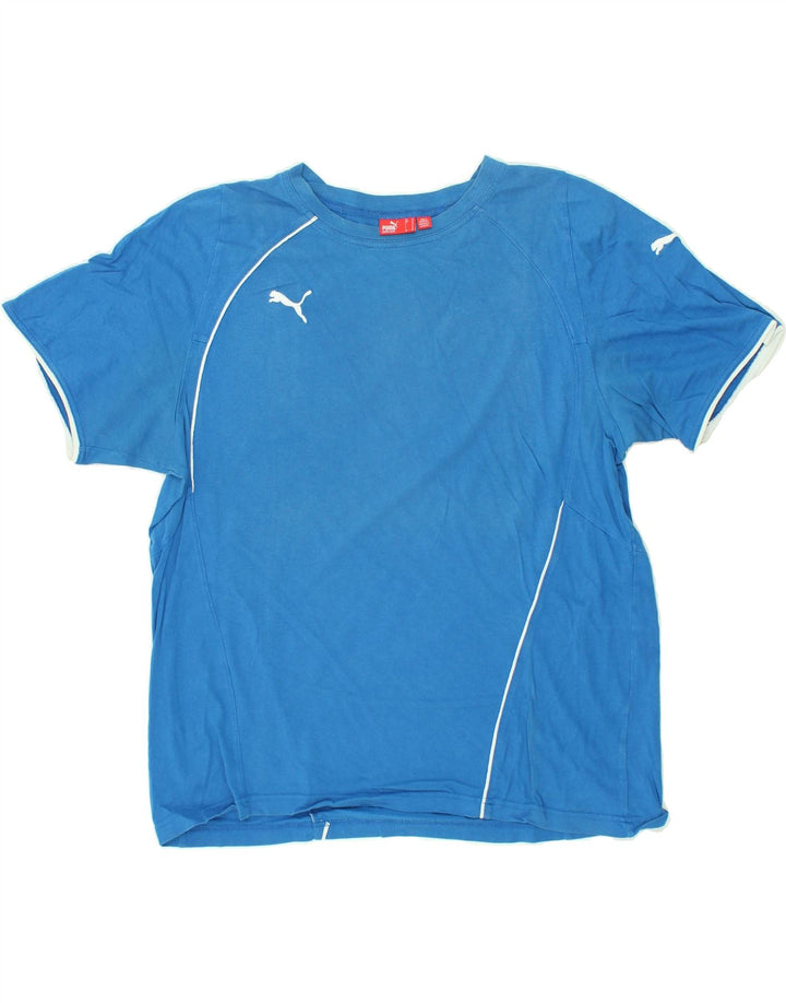 PUMA Mens T-Shirt Top Medium Blue Cotton | Vintage Puma | Thrift | Second-Hand Puma | Used Clothing | Messina Hembry 