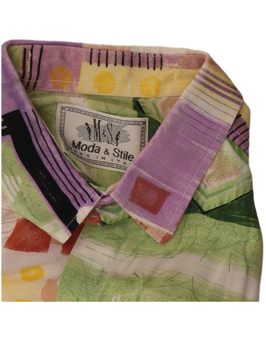 Koszula męska z krótkim rękawem w stylu VINTAGE, średniej wielkości wielobarwny patchwork