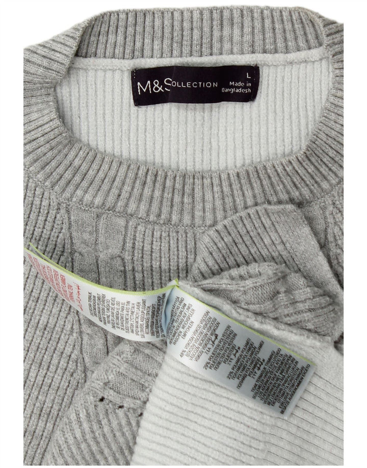 Marks & Spencer Damski sweter z okrągłym dekoltem, UK 16, duży, szary