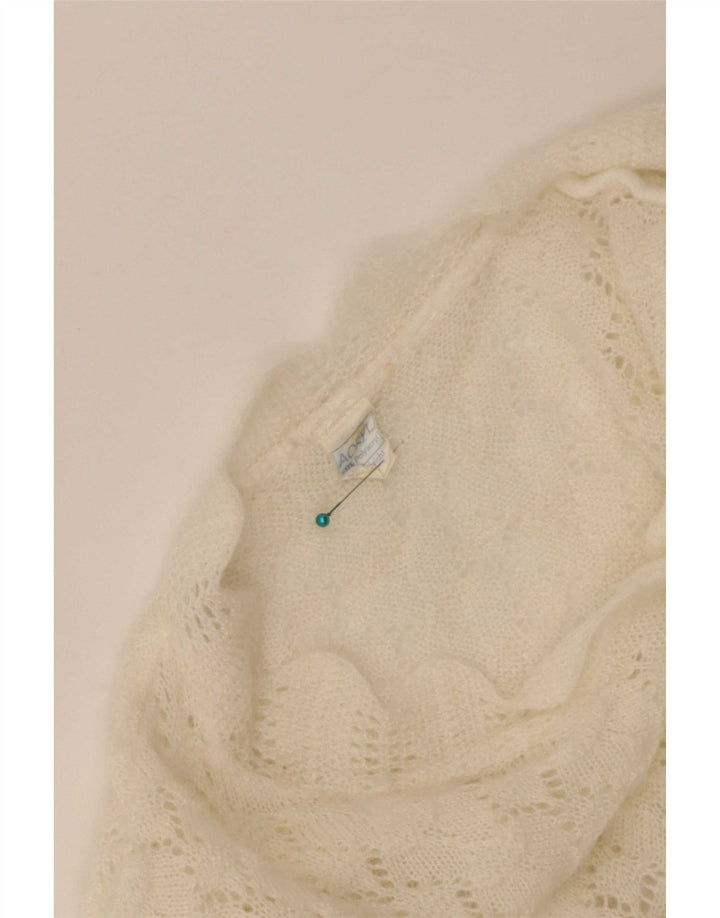 Sweter damski w stylu vintage, UK 16, duży, złamany biały, poliakryl