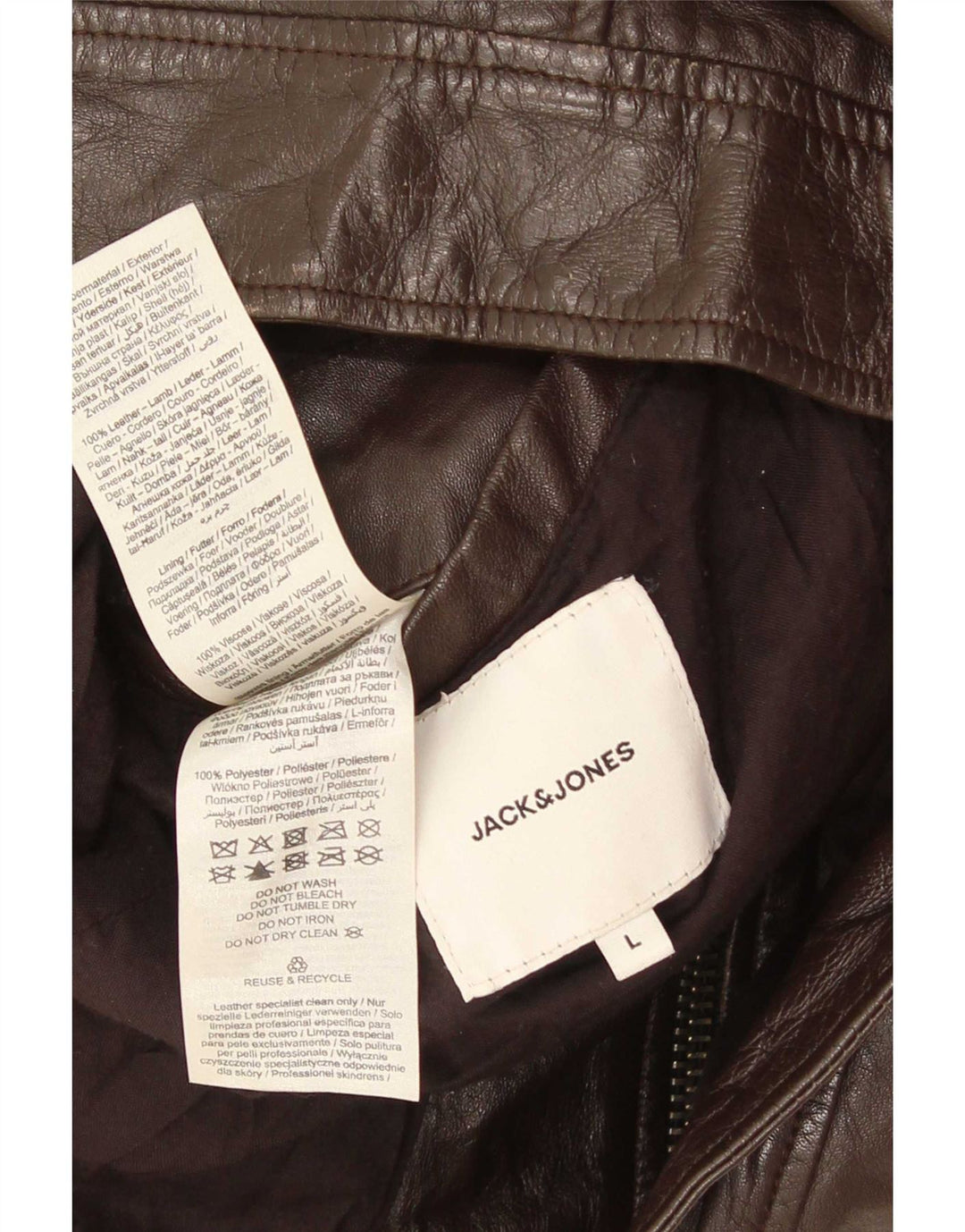 Męska kurtka skórzana Jack & Jones UK 40, duża, brązowa