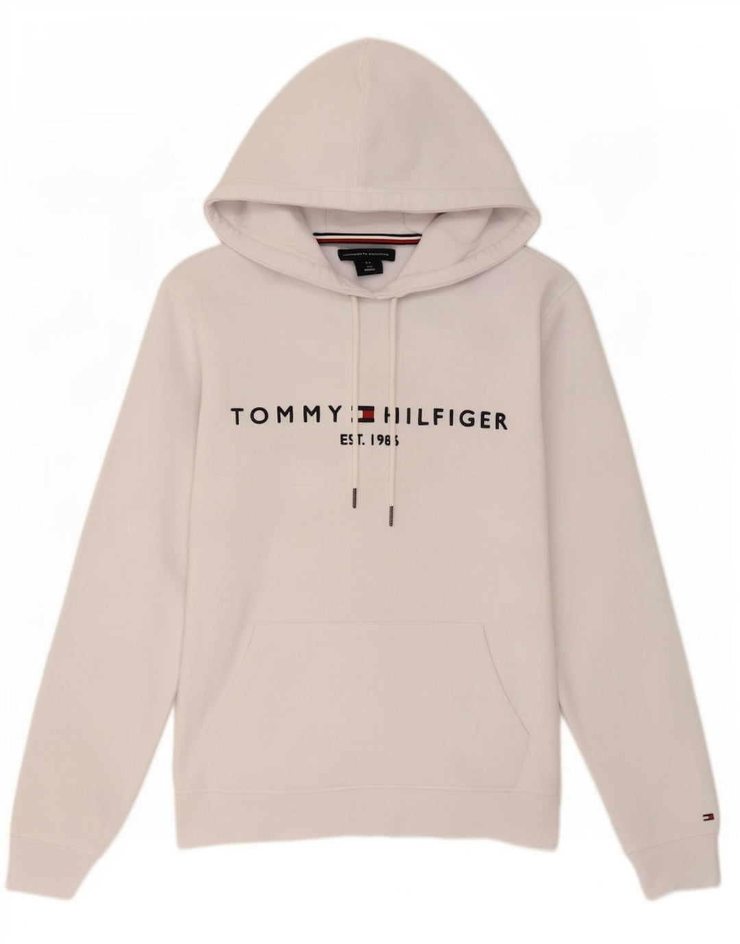 Męski sweter z kapturem i grafiką Tommy Hilfiger, średniej wielkości biała bawełna