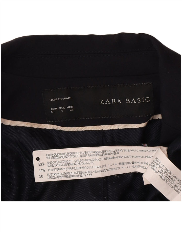 Zara damska marynarka zapinana na 1 guzik UK 10, mała, granatowa, bawełniana
