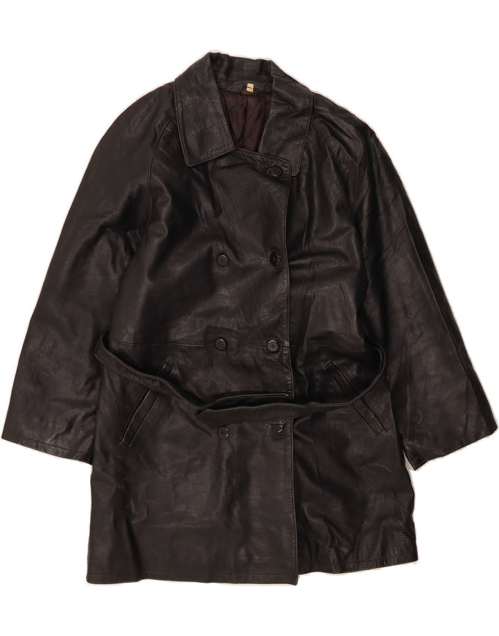 VINTAGE Womens Leather Coat IT 46 Large Black Leather Vintage Vintage and Second-Hand Vintage from Messina Hembry 