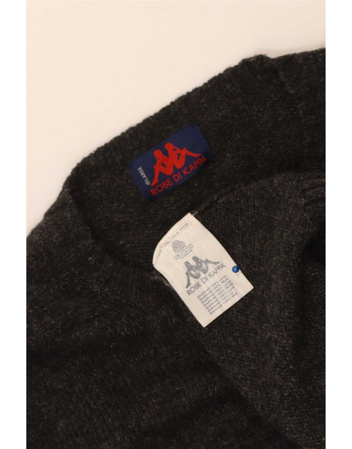 Męski sweter Kappa z okrągłym dekoltem, duży, szary, wełniany