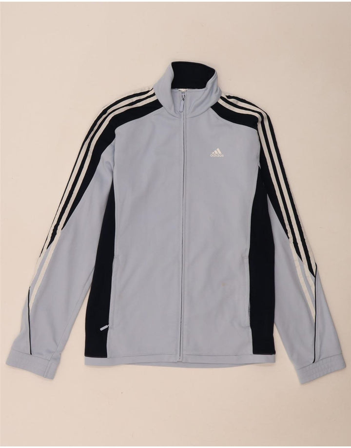 Damska bluza dresowa Adidas UK 14 Średni niebieski poliester z blokami kolorów