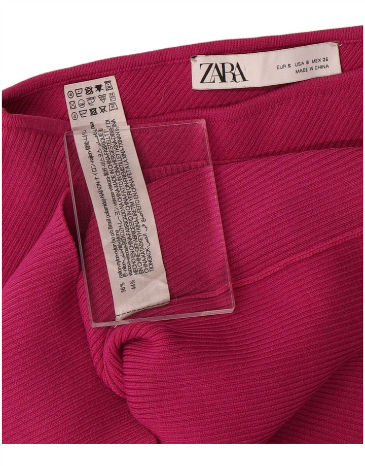 Damski krótki top na jedno ramię ZARA UK 8, mały, różowy nylon