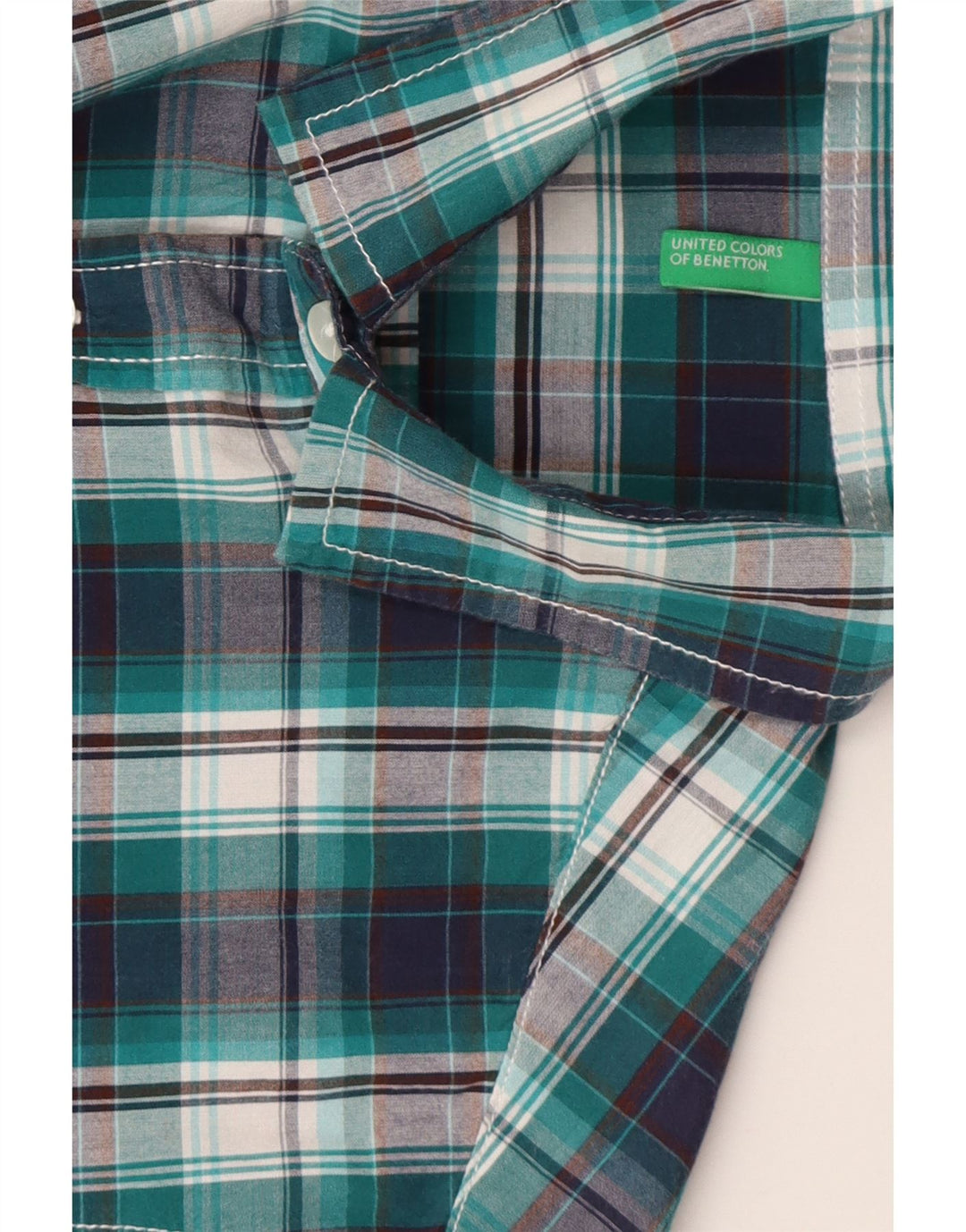 BENETTON Mens Shirt Small Green Check Vintage Benetton and Second-Hand Benetton from Messina Hembry 