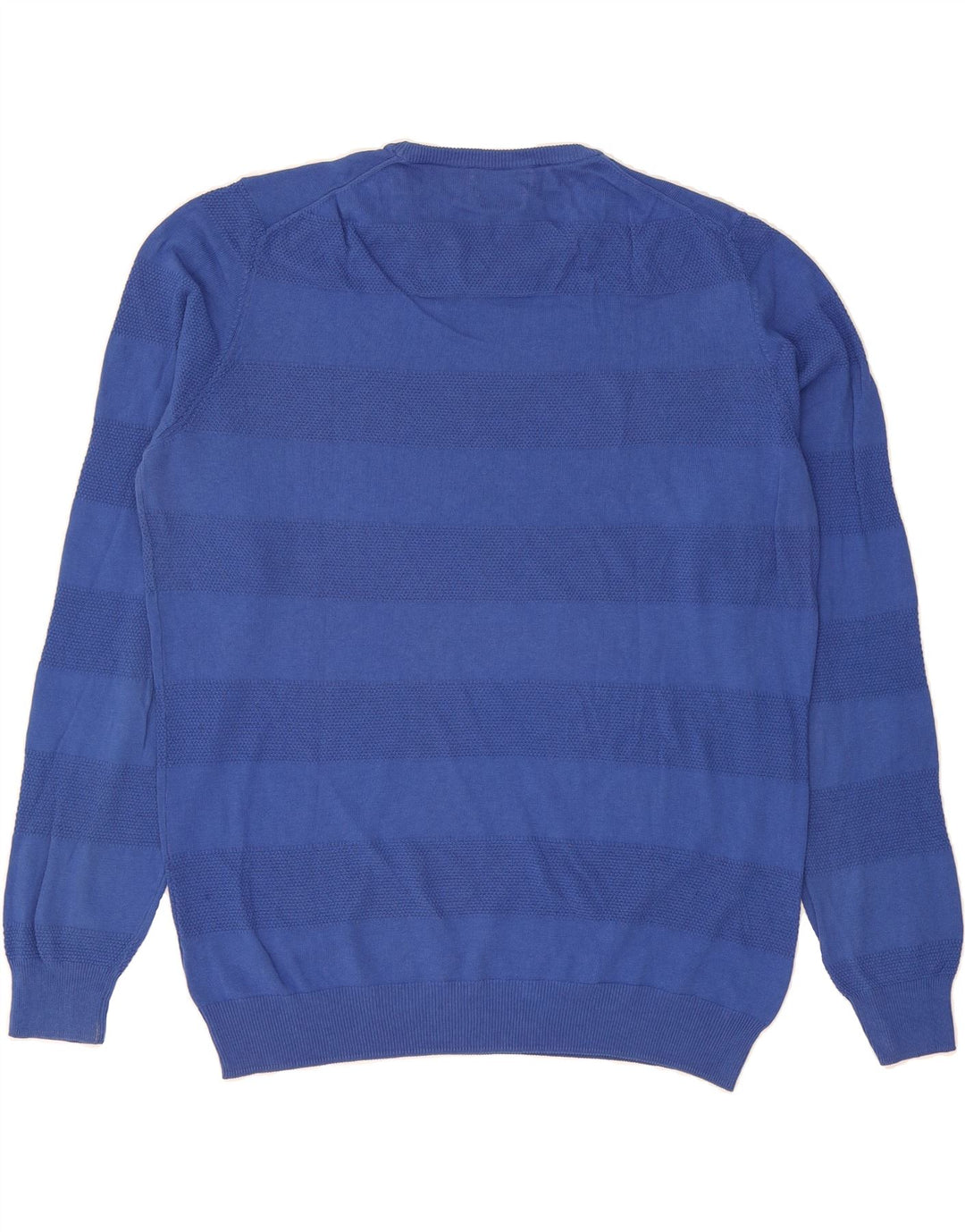 MASSIMO DUTTI Womens Crew Neck Jumper Sweater UK 14 Large Blue Striped Vintage Massimo Dutti and Second-Hand Massimo Dutti from Messina Hembry 