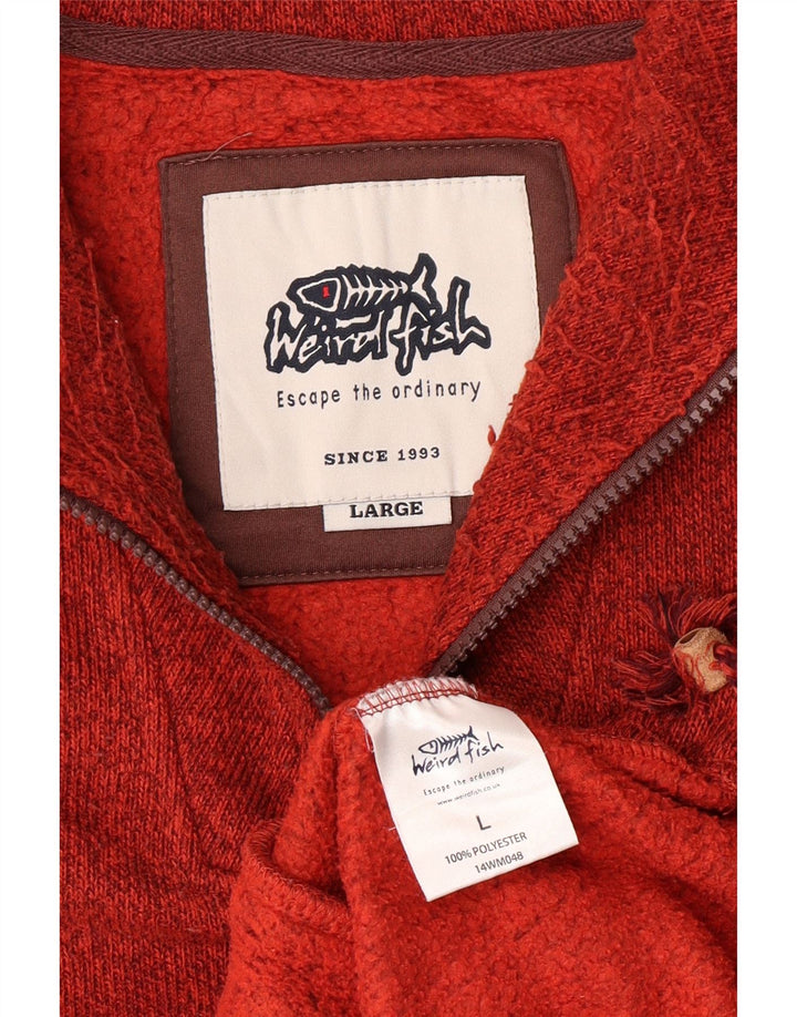 Męski sweter z zamkiem błyskawicznym Weird Fish, duży, czerwony, nakrapiany poliester