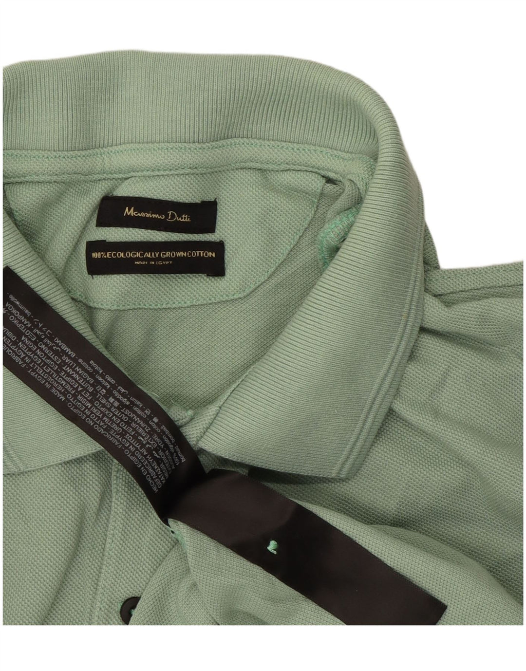 Męska koszulka polo MASSIMO DUTTI, duża, zielona, bawełniana