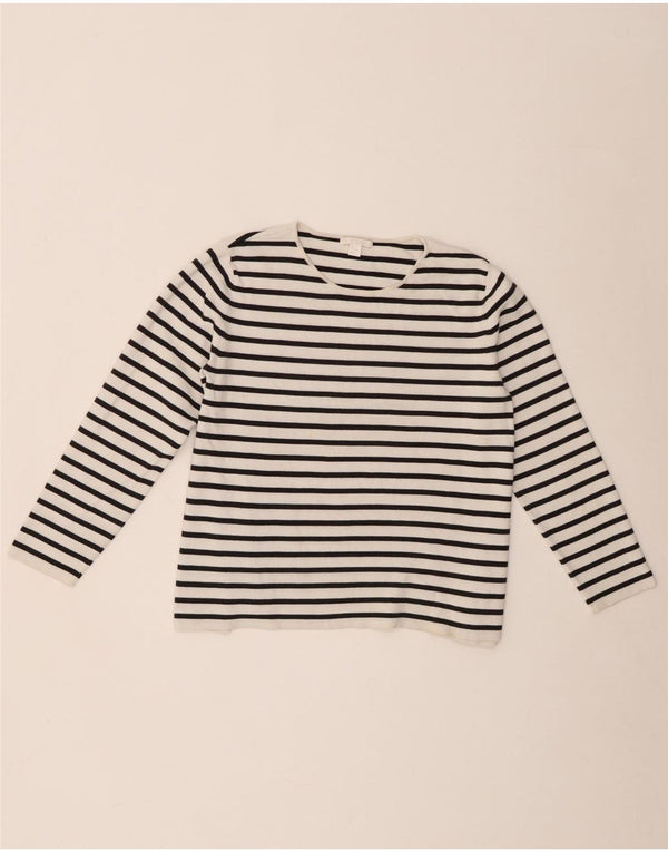 Cos Damski krótki top z długim rękawem, UK 10, małe, białe paski, bawełna