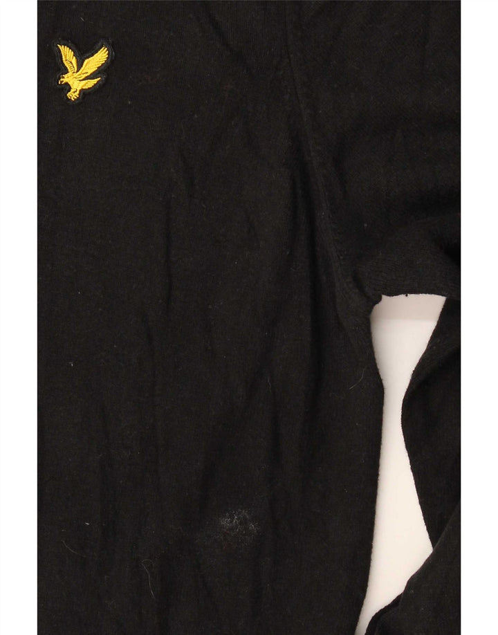 Męski sweter z okrągłym dekoltem Lyle & Scott, średni czarny, bawełniany