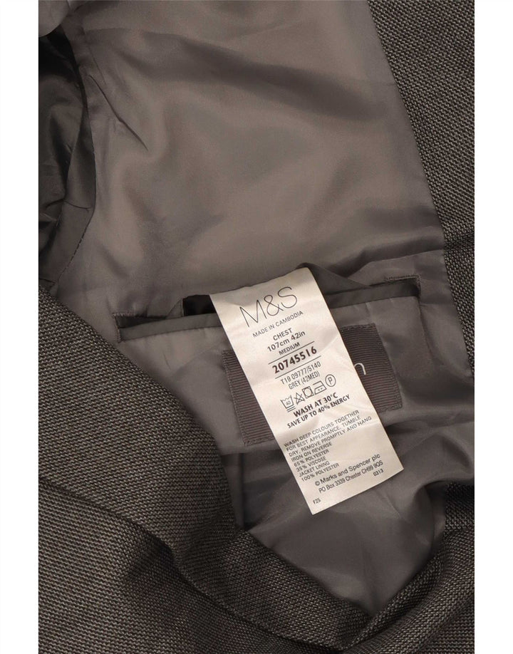Marks & Spencer Męska marynarka zapinana na 2 guziki UK 42, duża, szara, poliester