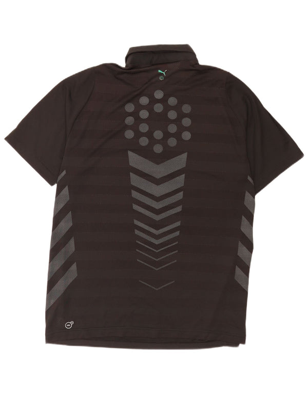 Męska koszulka polo Puma z grafiką, duża, czarna, z blokami kolorów, z poliestru