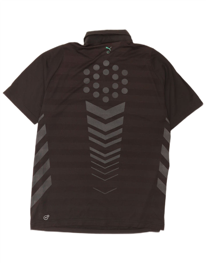 Męska koszulka polo Puma z grafiką, duża, czarna, z blokami kolorów, z poliestru