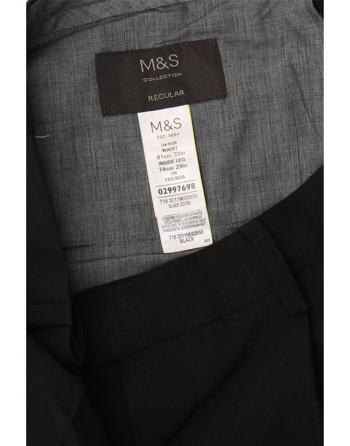 Marks & Spencer Męskie spodnie garniturowe W32 L29 Czarny poliester