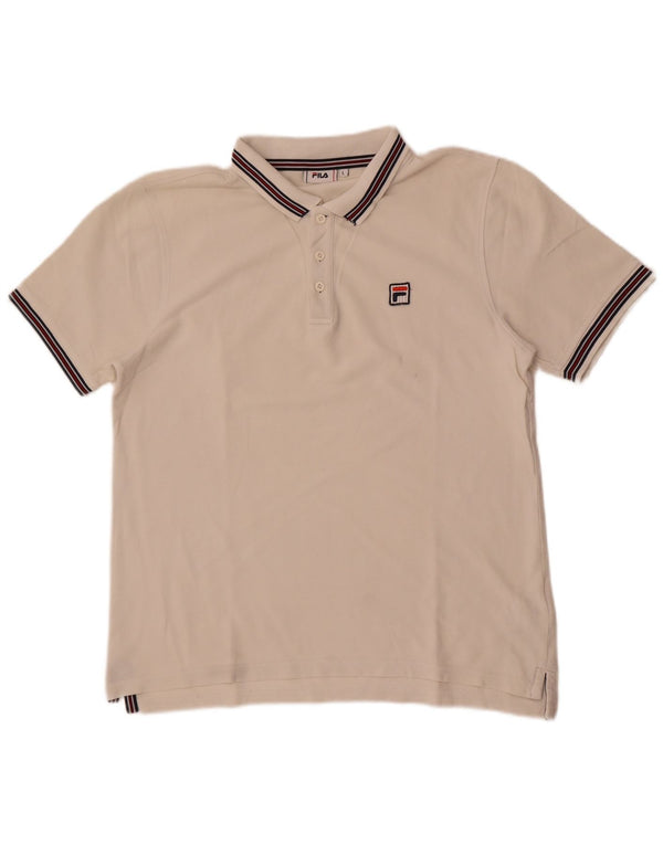 Fila Mens Polo Shirt Large White Cotton