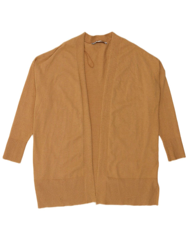 Zara Damski sweter rozpinany z rękawami 3/4 UK 10 Small Beżowa Wiskoza