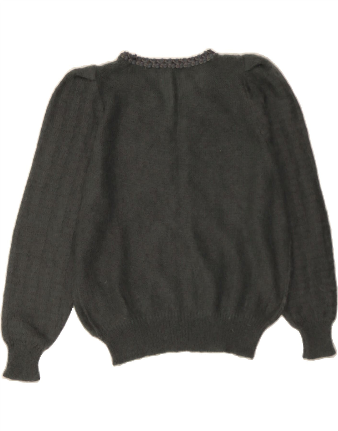 VINTAGE Womens V-Neck Jumper Sweater UK 14 Large Grey Vintage Vintage and Second-Hand Vintage from Messina Hembry 