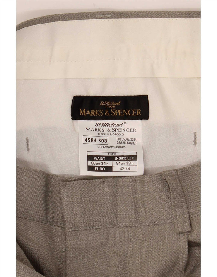 Męskie spodnie casual Marks & Spencer W34 L33 Zielony poliester