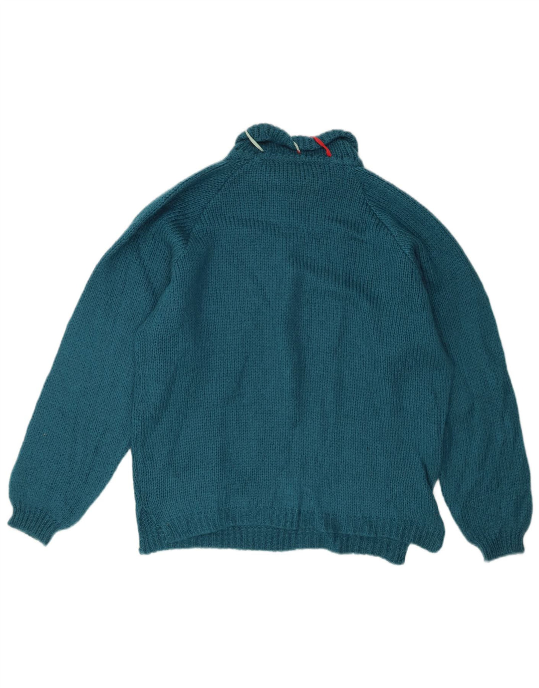 VINTAGE Womens Roll Neck Jumper Sweater UK 18 XL Blue Patchwork