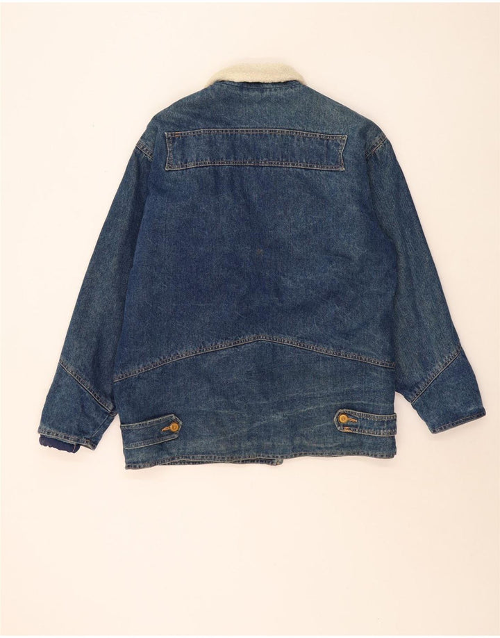 Vintage damska oversize'owa kurtka dżinsowa Sherpa UK 10 Small Blue