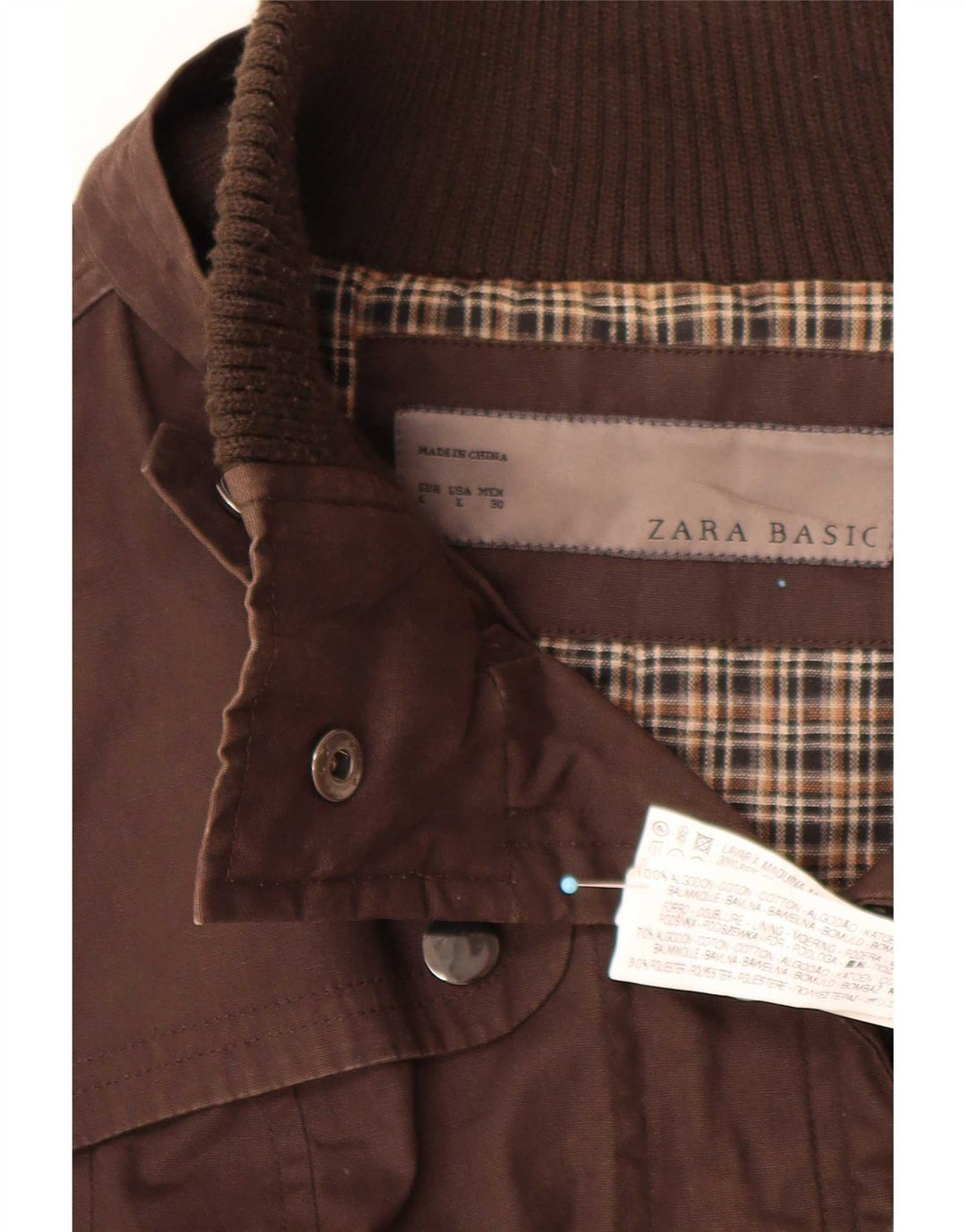Kurtka damska Zara UK 14, duża, brązowa, bawełniana