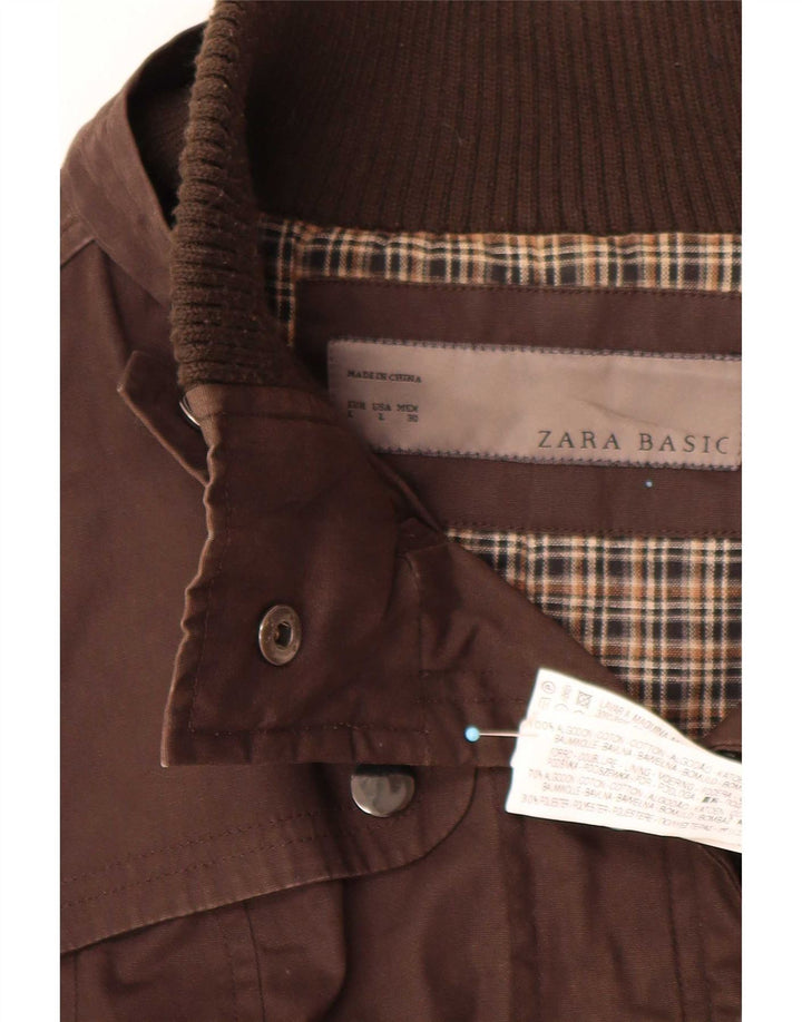 Kurtka damska Zara UK 14, duża, brązowa, bawełniana