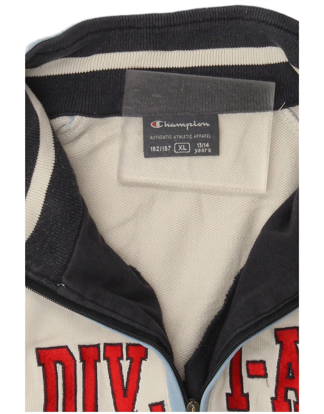 Chłopięcy sweter z grafiką CHAMPION 13-14 lat XL, biały, blok kolorów