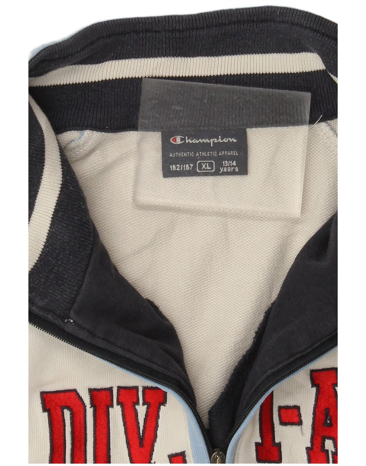 Chłopięcy sweter z grafiką CHAMPION 13-14 lat XL, biały, blok kolorów