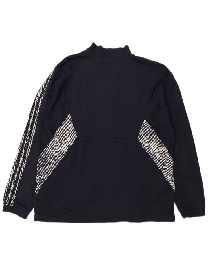Męska bluza Adidas z zamkiem błyskawicznym, duża, granatowa, z blokami kolorów