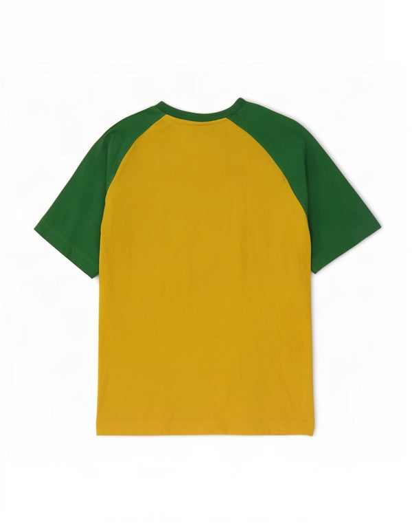 Puma Mens Graphic T-Shirt Top Small Yellow Colourblock