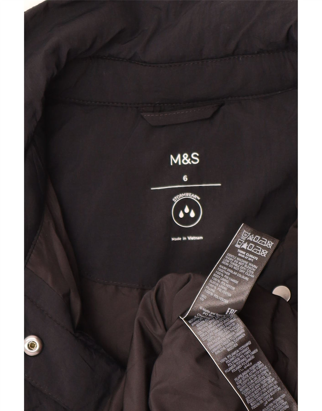 Marks & Spencer Damski, oversize'owy, pikowany płaszcz z podszewką, UK 6 XS, czarny