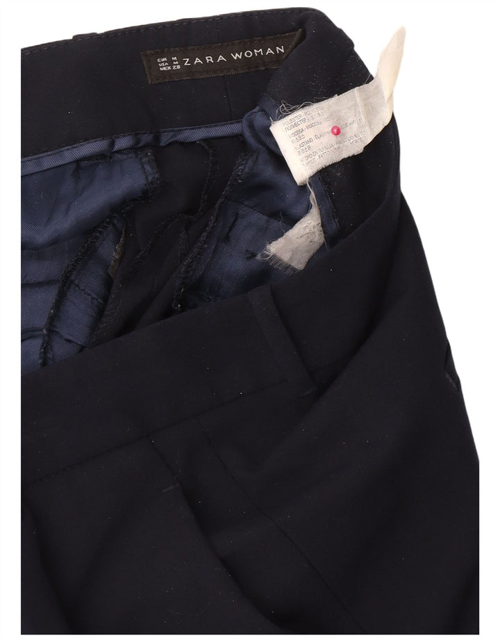 Damskie spodnie garniturowe Zara, średnie W28 L26, granatowe, poliestrowe