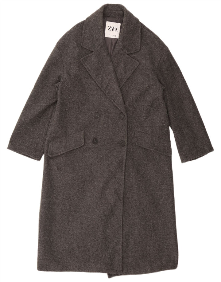 Damski płaszcz oversize z podwójnymi piersiami ZARA UK 6 XS, szary poliester