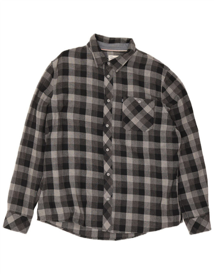 Męska koszula flanelowa Cherokee 2XL, bawełniana szara krata