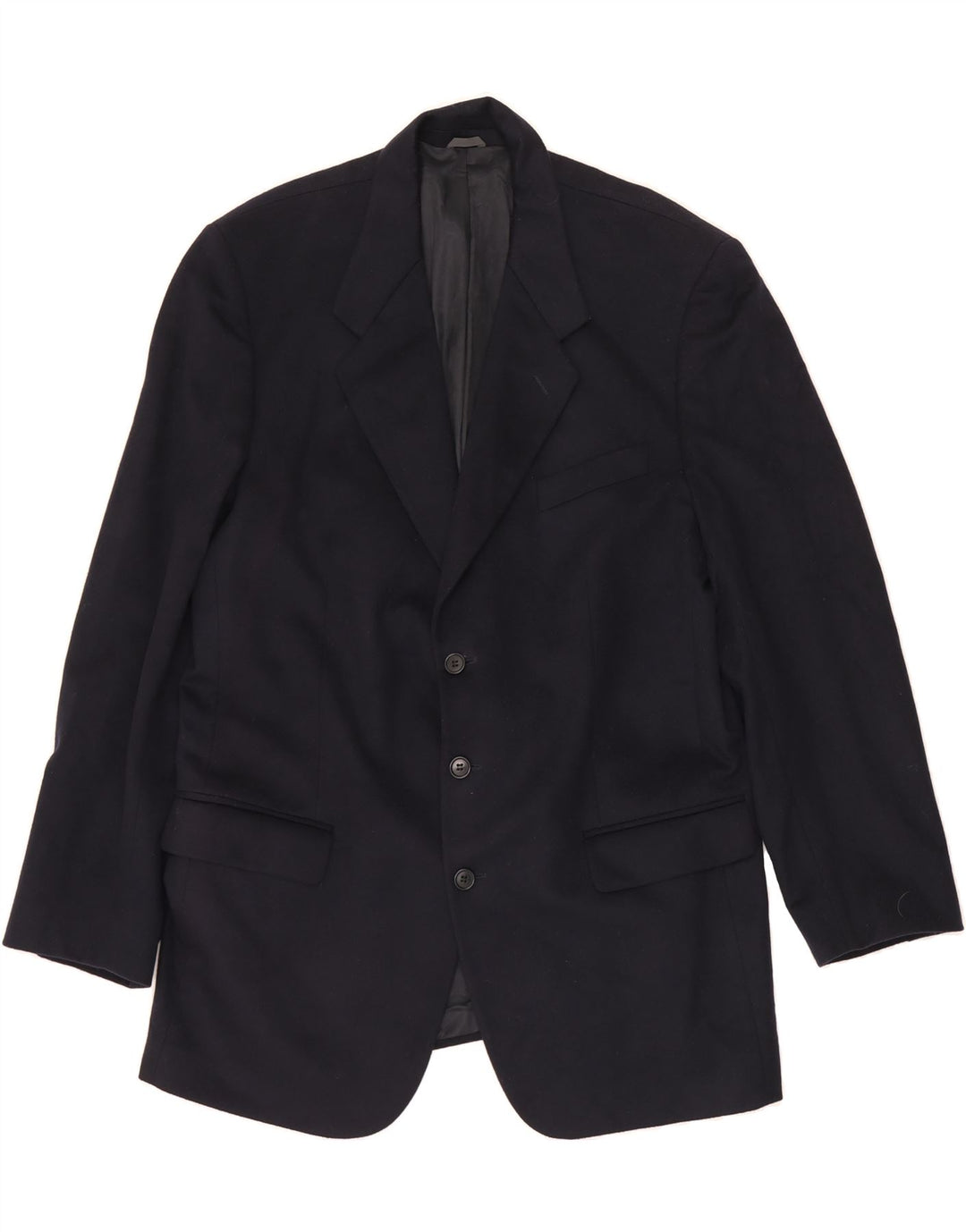 VINTAGE Mens 3 Button Blazer Jacket UK 40 Large Navy Blue Wool Vintage Vintage and Second-Hand Vintage from Messina Hembry 
