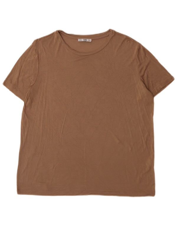 T-shirt damski Zara Top UK 18 XL Brązowa wiskoza